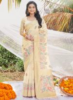 Cotton Yellow Traditional Wear Weaving Saree